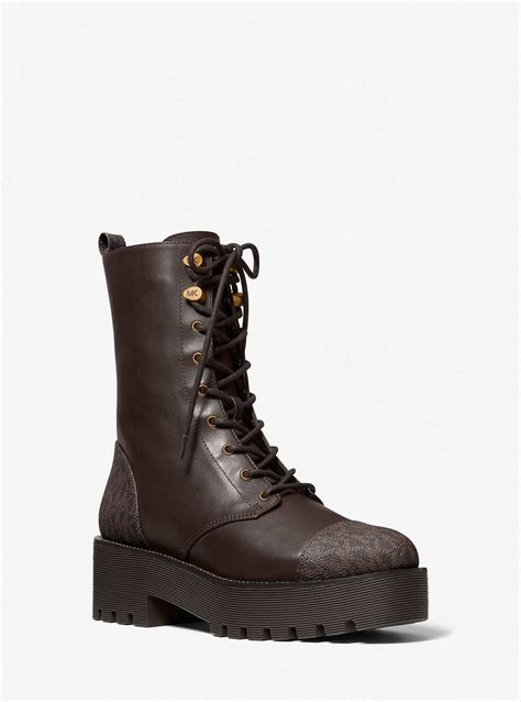 michael kors bryce bag|Bryce Leather and Logo Platform Combat Boot .